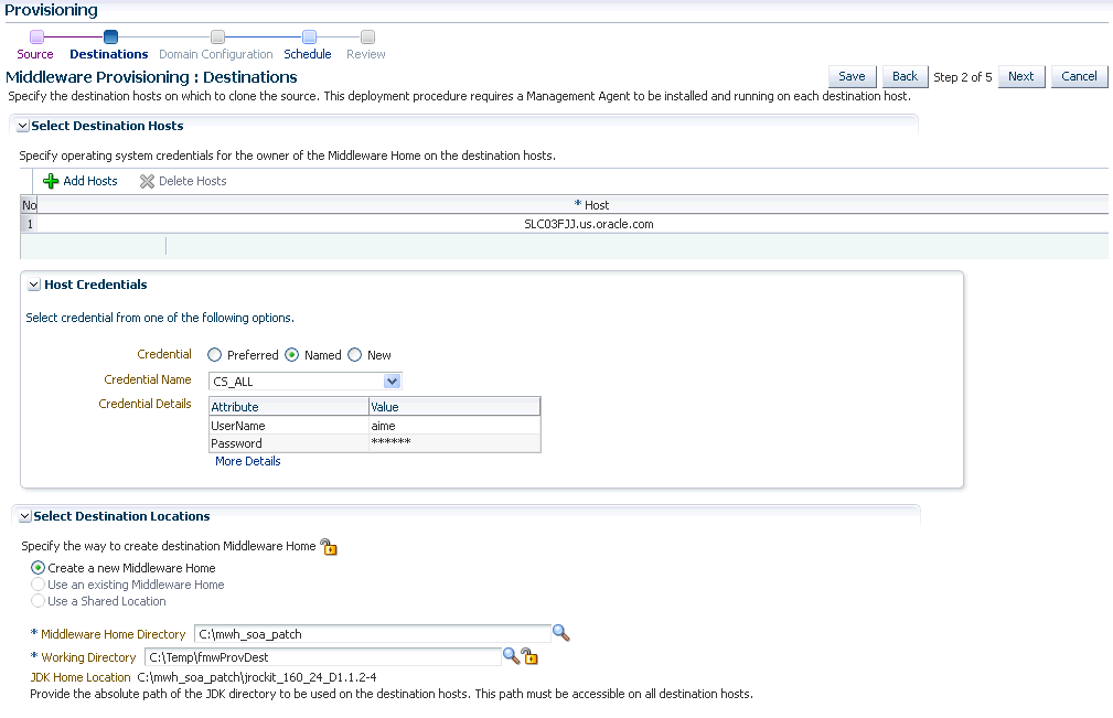 Middleware Provisioning: Destination (Profile)