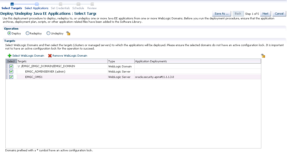Deploy / Undeploy Java EE Applications: Select Target