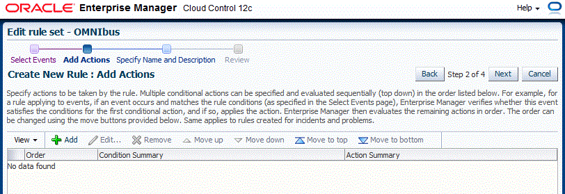 Add Actions Page