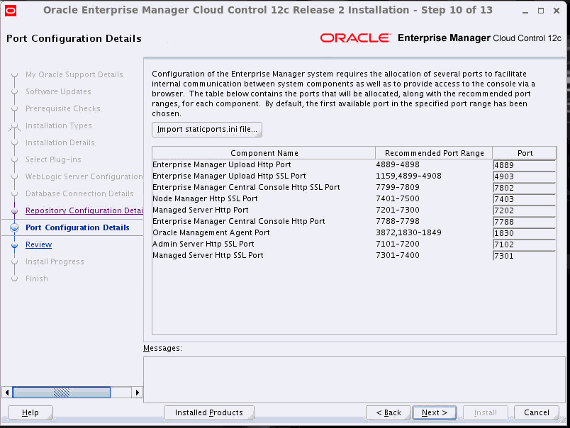 Port Configuration Details Screen