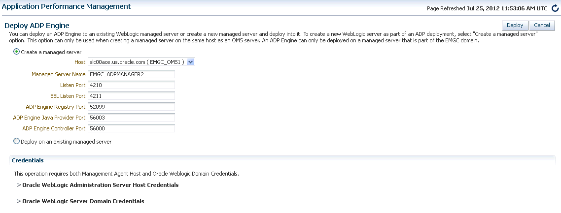 Deploying ADP Manager on the same host as OMS