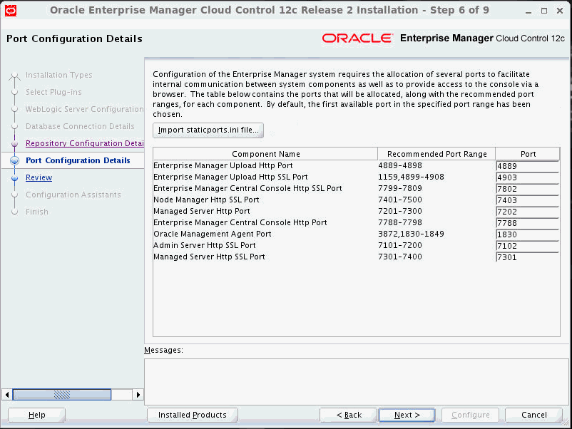 Port Configuration Details Screen