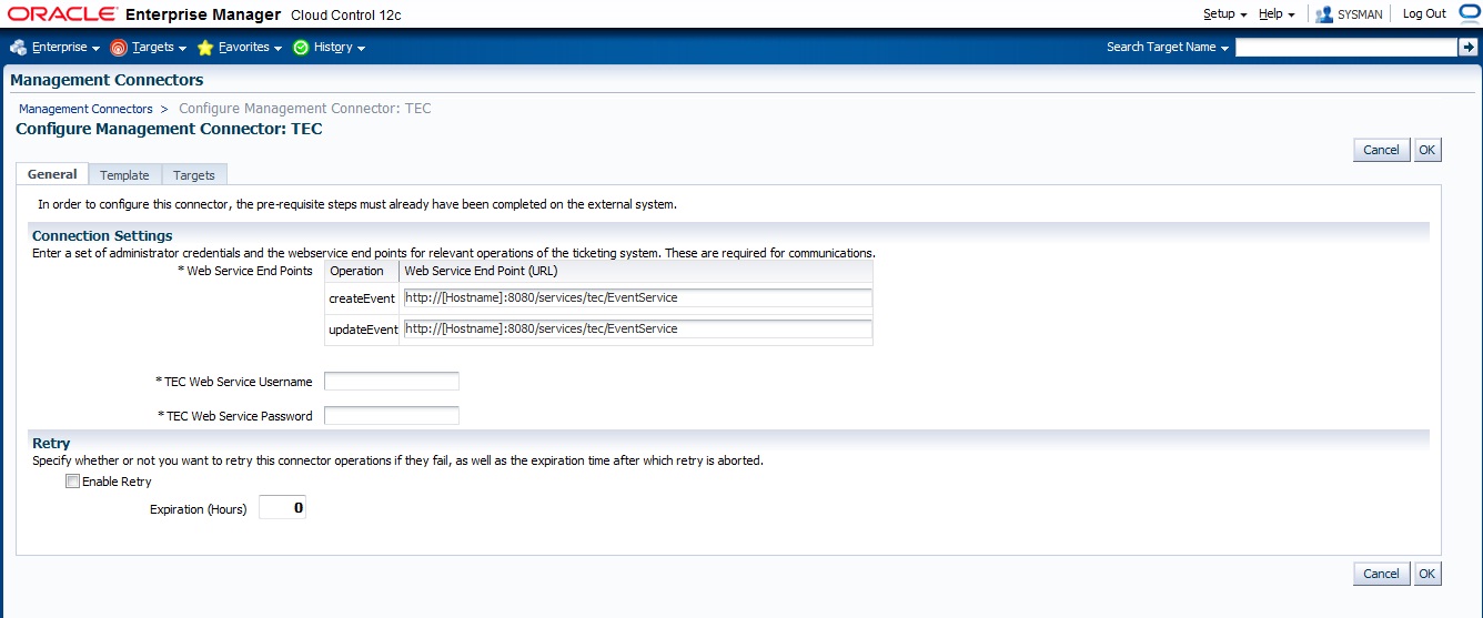 Configure Management Connector Page