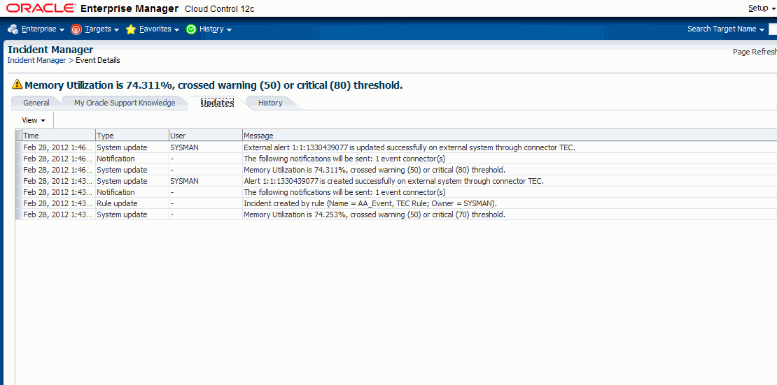 Incident Manager Event Updates