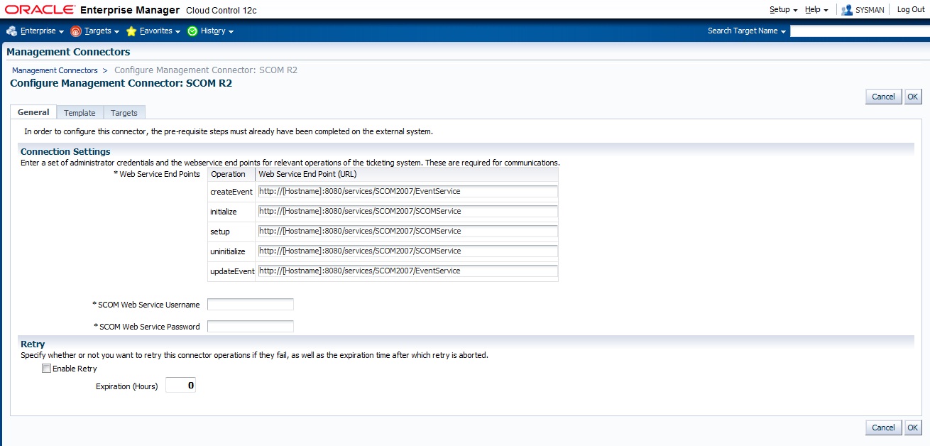 General Tab of Configure Management Connector Page