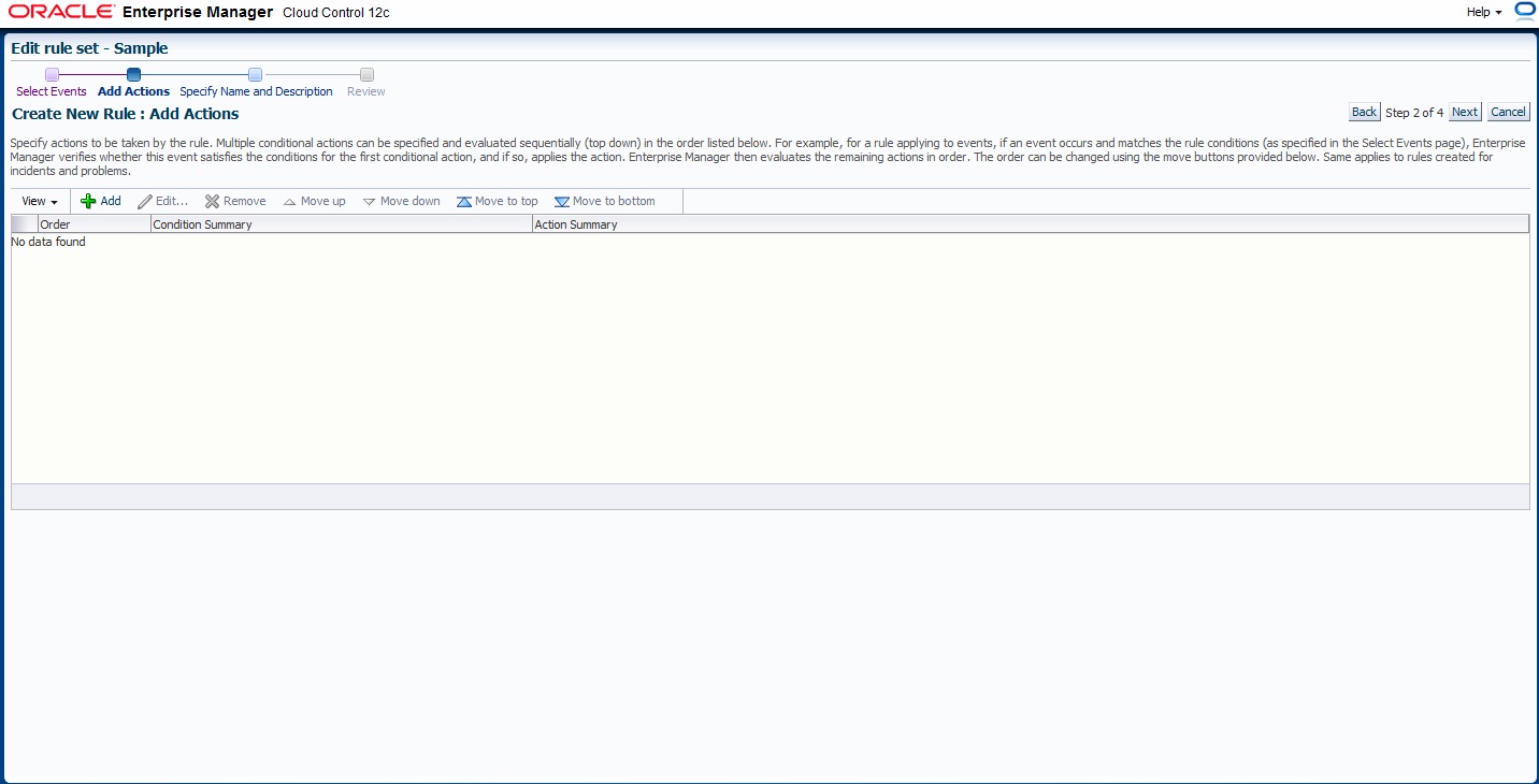 Add Actions Page