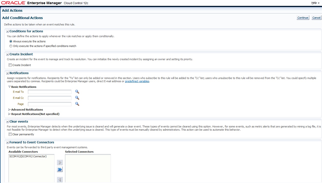 Add Conditional Actions Page