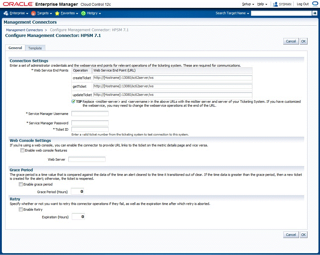 Configure Management Connector Page