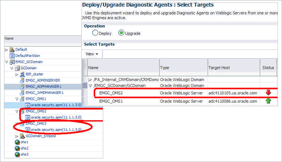 Visible OMS Target Without Refreshing the WLS Domain