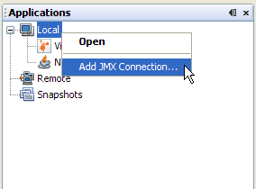 Adding a JMX connection to the local host.