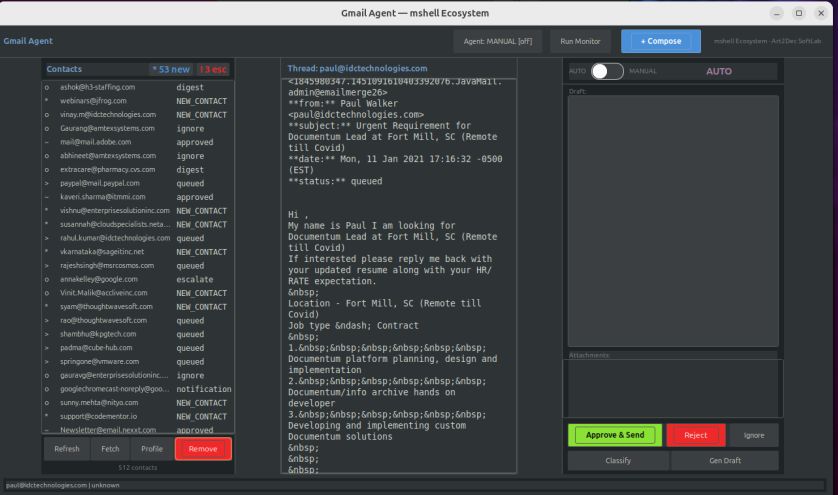 AI Email Agent client interface